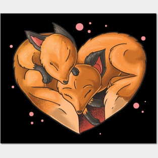 Fox Love For Women Girls Kids Heart Present Poses Cute Fox Posters and Art